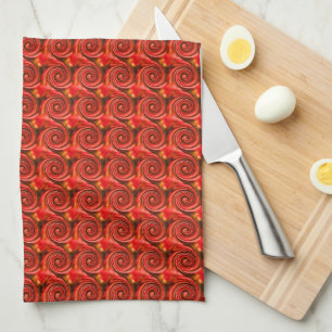 Abstract Red Black Yellow Swirls       Kitchen Towel
