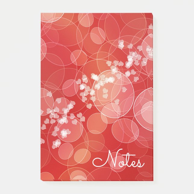 Abstract Red Bokeh Hearts Texture Post-it Notes (Front)