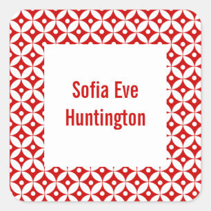 Abstract Red Circle Book Label / Gift Tag Sticker