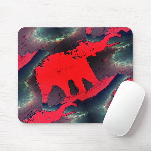 Abstract red elephant drawing, very rustic effect  mouse pad (With Mouse)