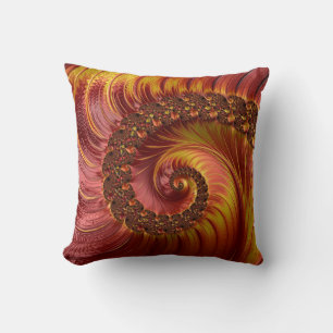 Abstract Red Fiery Spiral Fractal Throw Pillow