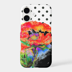 Abstract red floral red poppy Polkadots 