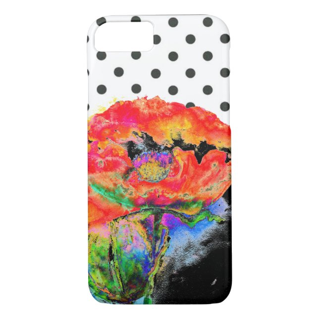 Abstract red floral red poppy Polkadots  Case-Mate iPhone Case (Back)