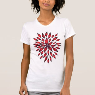 Abstract Red Flower Doodle Drawing T-Shirt