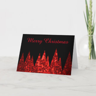 Abstract Red Glitter Effect Christmas Trees Card