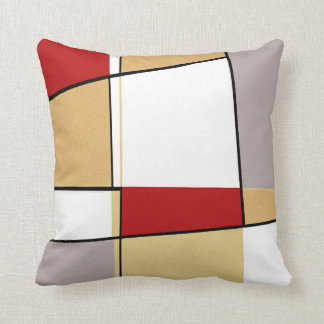 Abstract Red Gold and Grey Throw Pillow