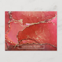 Abstract Red & Gold Marbled Alcohol Ink Liquid Art