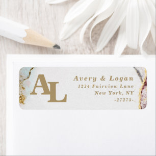 Abstract Red & Gold Monogram Return Address