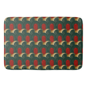 Abstract Red, Green and Gold Bath Mat