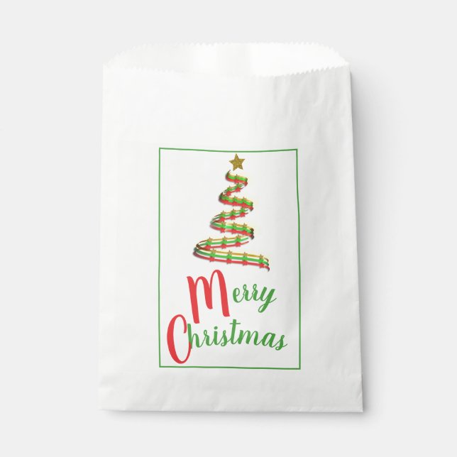 Abstract Red, Green, and Gold Christmas Tree Favour Bag (Front)