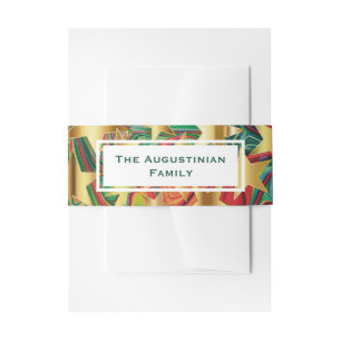 Abstract Red Green Stars Personalized Stationery Invitation Belly Band