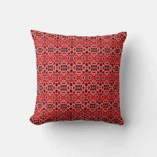 Abstract Red Grid Pattern Throw Pillow