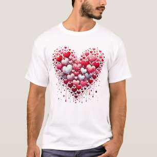 Abstract Red Heart Love Splash Romantic Art T-Shirt