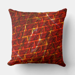 Abstract red image with 'brick effect' throw pillow