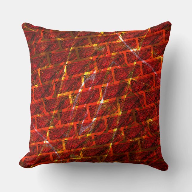 Abstract red image with 'brick effect' throw pillow (Front)