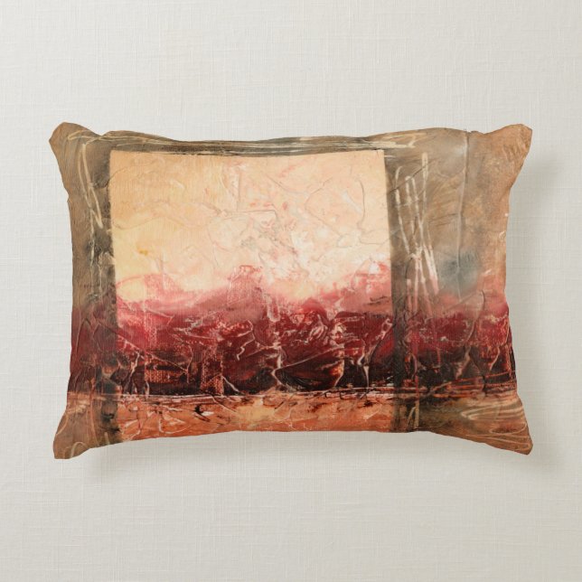 Abstract Red Landscape Decorative Pillow (Front)