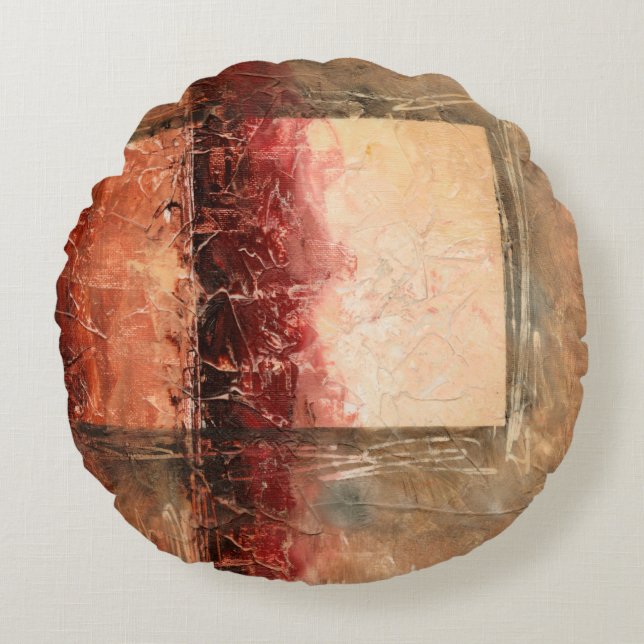 Abstract Red Landscape Round Pillow (Front)