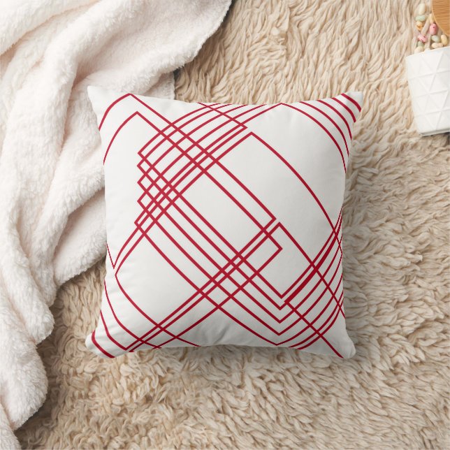 Abstract red lines and squares throw pillow (Blanket)