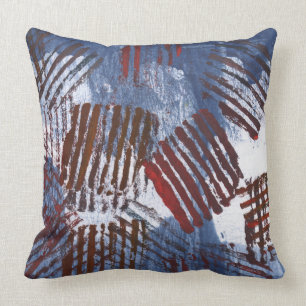 Abstract red lines on a blue background throw pillow