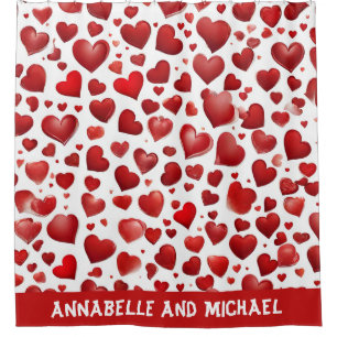 Abstract Red Love Hearts Couple Name Valentine