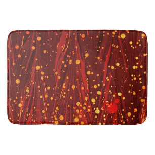 ABSTRACT RED MARBLED PAPER WITH GOLD SPLASHES BATH MAT