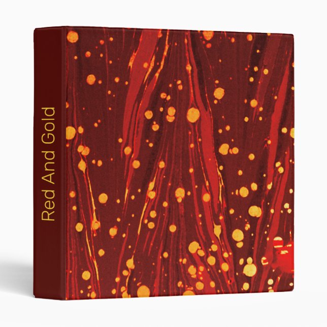 ABSTRACT RED MARBLED PAPER WITH GOLD SPLASHES BINDER (Front/Spine)