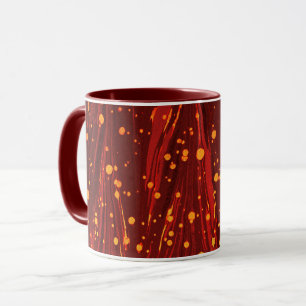 ABSTRACT RED MARBLED PAPER WITH GOLD SPLASHES MUG
