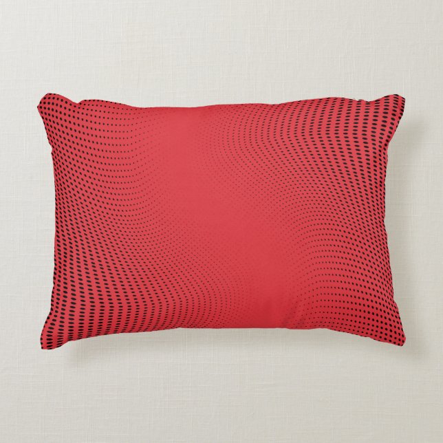 Abstract red monochrome halftone pattern. Soft cur Accent Pillow (Front)