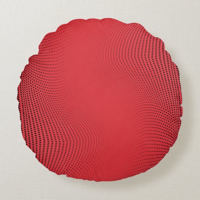 Abstract red monochrome halftone pattern. Soft cur Round Pillow (Front)
