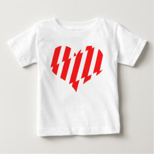 Abstract Red n White Stripes Valentine Heart Baby T-Shirt