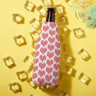Abstract Red n White Stripes Valentine Heart Bottle Cooler
