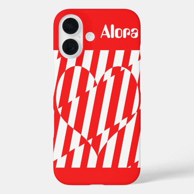 Abstract Red n White Stripes Valentine Heart Case-Mate iPhone Case (Back)