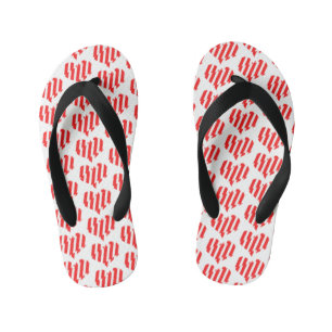 Abstract Red n White Stripes Valentine Heart Kid's Flip Flops