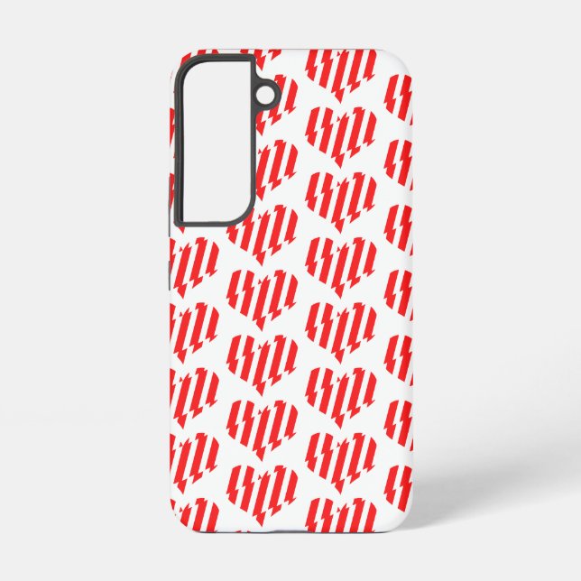 Abstract Red n White Stripes Valentine Heart Samsung Galaxy S22 Case (Back)