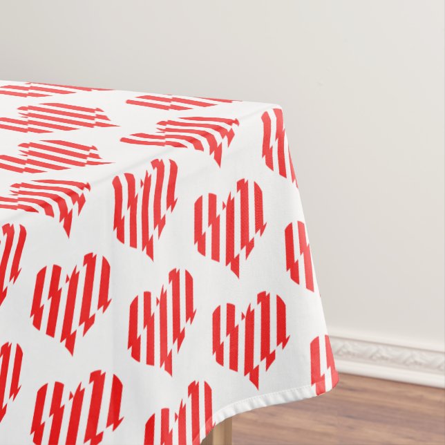 Abstract Red n White Stripes Valentine Heart Tablecloth (In Situ)