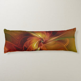Abstract Red Orange Brown Green Fractal Art Flower Body Pillow