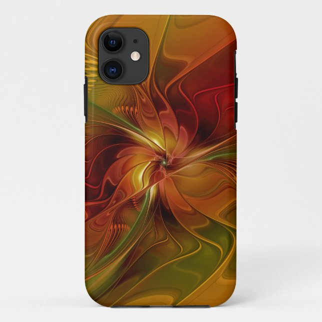 Abstract Red Orange Brown Green Fractal Art Flower Case-Mate iPhone Case (Back)