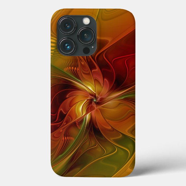 Abstract Red Orange Brown Green Fractal Art Flower Case-Mate iPhone Case (Back)