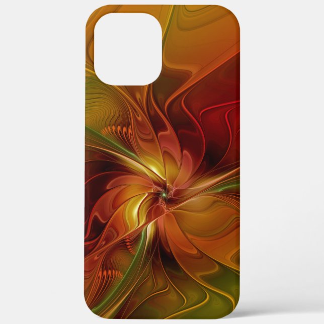 Abstract Red Orange Brown Green Fractal Art Flower Case-Mate iPhone Case (Back)