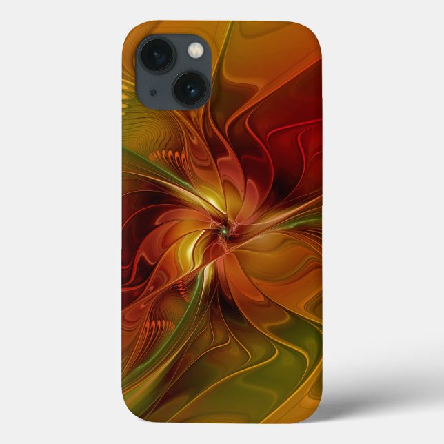 Abstract Red Orange Brown Green Fractal Art Flower Case-Mate iPhone Case (Back)