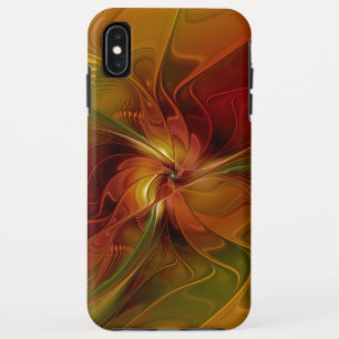 Abstract Red Orange Brown Green Fractal Art Flower iPhone XS Max Case