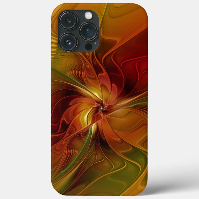 Abstract Red Orange Brown Green Fractal Art Flower Case-Mate iPhone Case (Back)