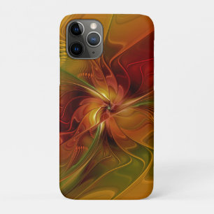 Abstract Red Orange Brown Green Fractal Art Flower iPhone 11 Pro Case