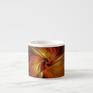 Abstract Red Orange Brown Green Fractal Art Flower Espresso Cup