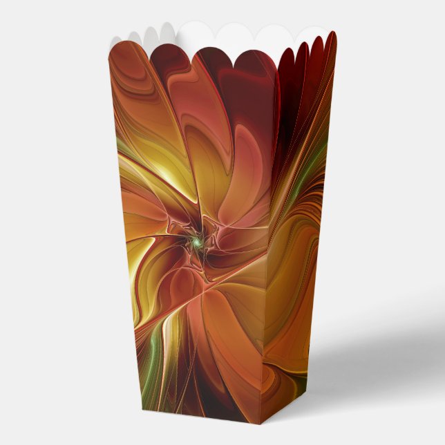 Abstract Red Orange Brown Green Fractal Art Flower Favor Box (Front)