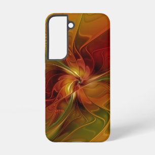 Abstract Red Orange Brown Green Fractal Art Flower Samsung Galaxy Case