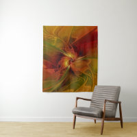 Abstract Red Orange Brown Green Fractal Art Flower