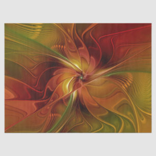 Abstract Red Orange Brown Green Fractal Art Flower Tissue Paper
