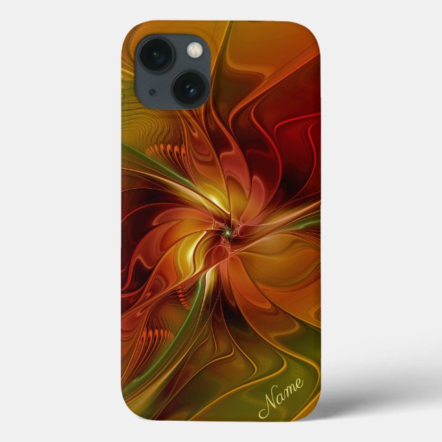 Abstract Red Orange Brown Green Fractal Art Name Case-Mate iPhone Case (Back)