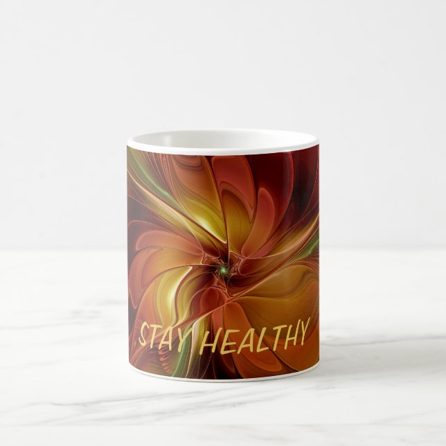 Abstract Red Orange Brown Green Fractal Art Text Coffee Mug (Center)